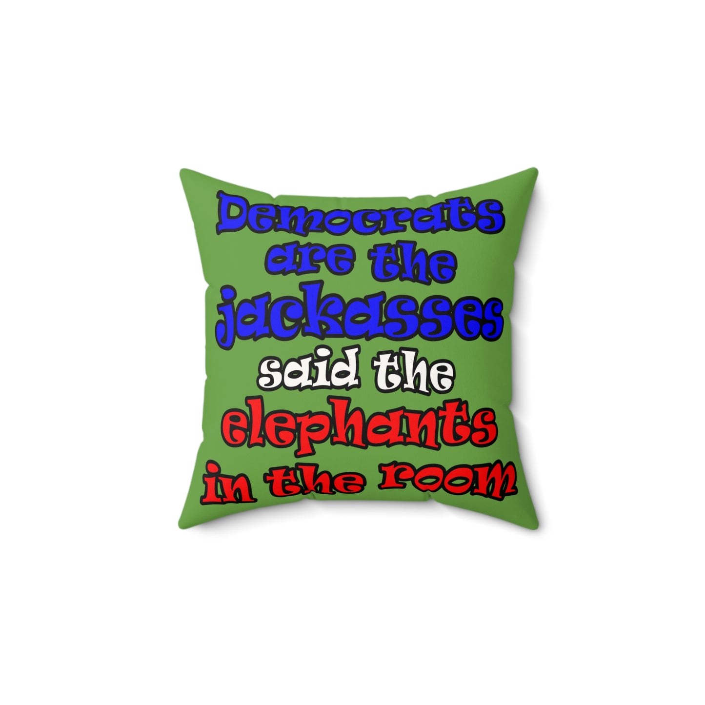 donkeys and elephants - Faux Suede Square Pillow - (green)