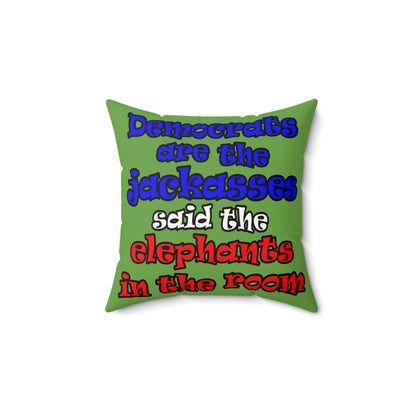donkeys and elephants - Faux Suede Square Pillow - (green)