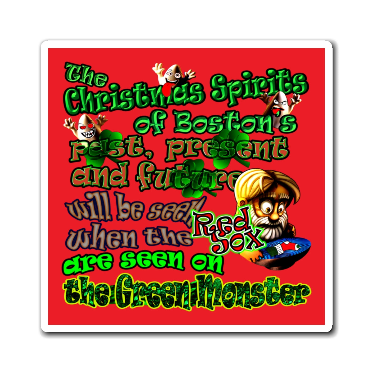 christmas spirits of boston - Magnets - (red)