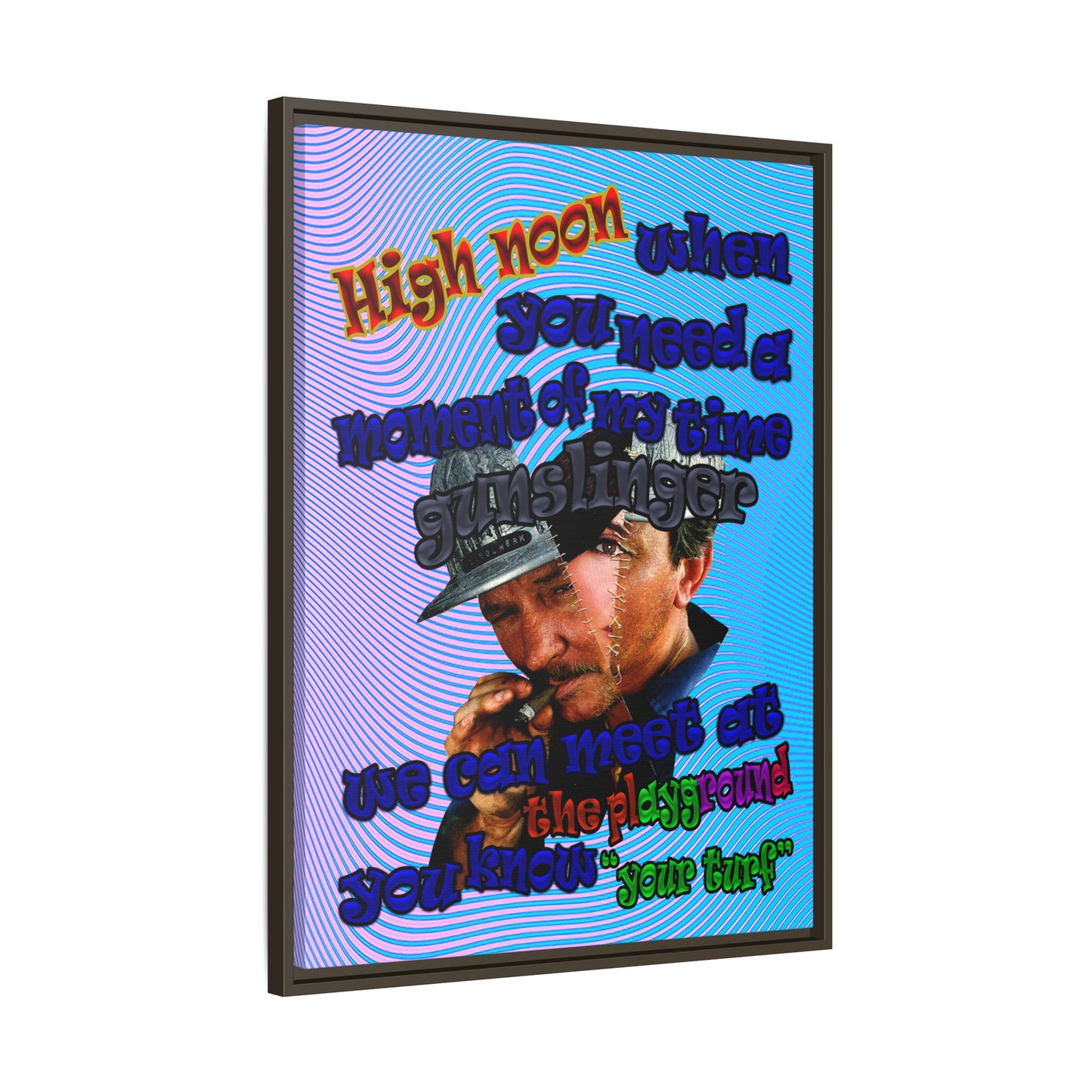 high noon - framed canvas art (light blue-purple wave)
