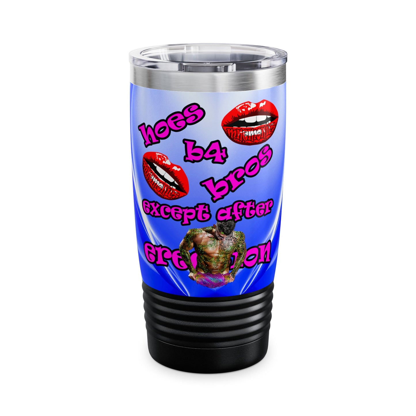hoes b4 bros - Ringneck Tumbler, 20oz (blue-white wave)