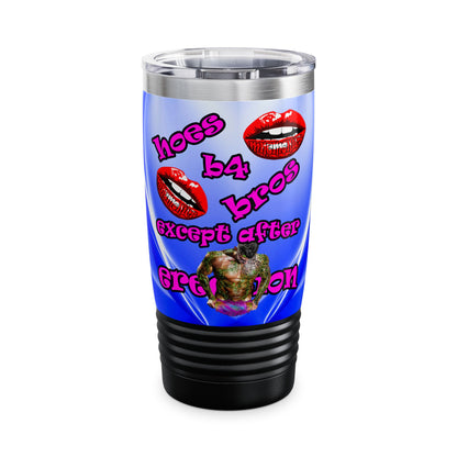hoes b4 bros - Ringneck Tumbler, 20oz (blue-white wave)