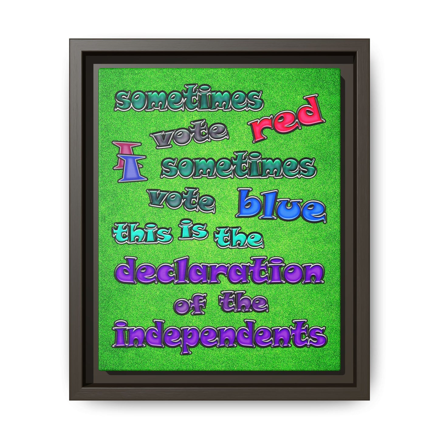 declaration of the independents - framed canvas art (green turf)