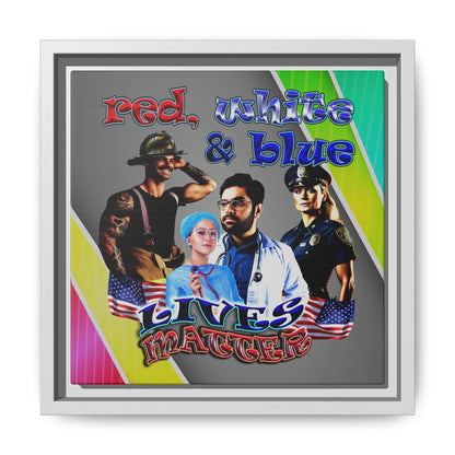 rw&b lives matter - framed canvas art (rainbow split)