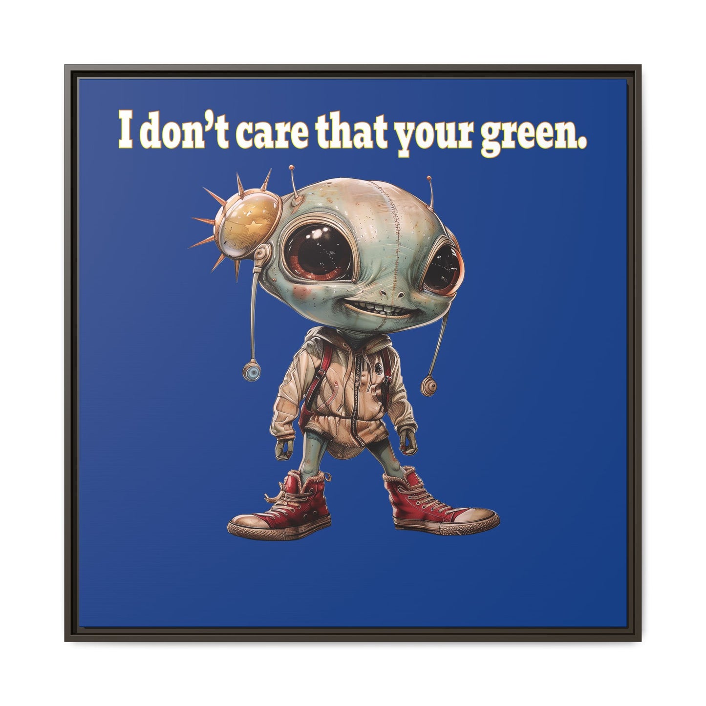 I don't care that your green - framed canvas art (dark blue)