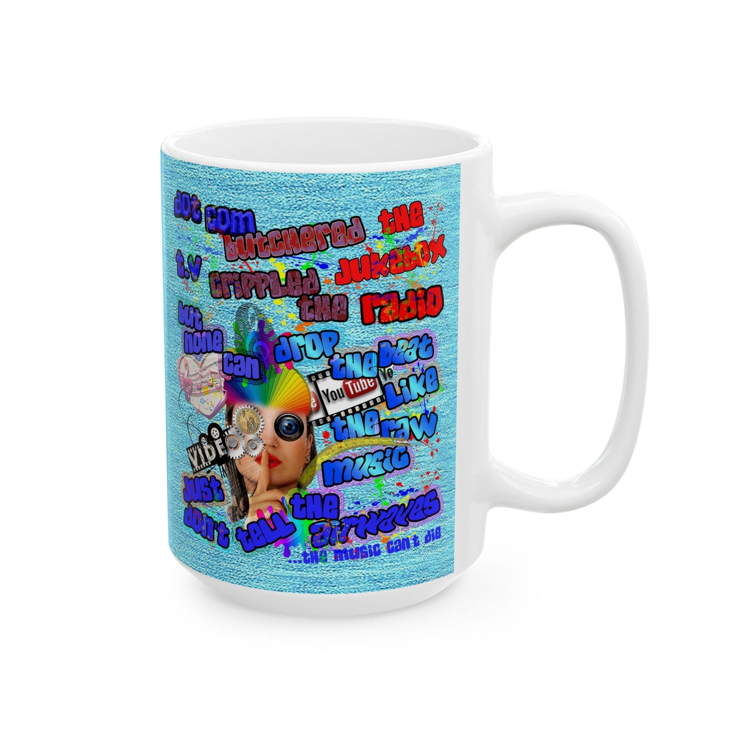 drop the beat - White Mug (faded blue)