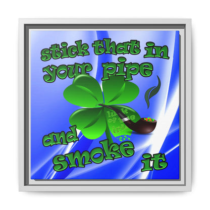 stick that in your pipe and smoke it - framed canvas art (blue-white wave)