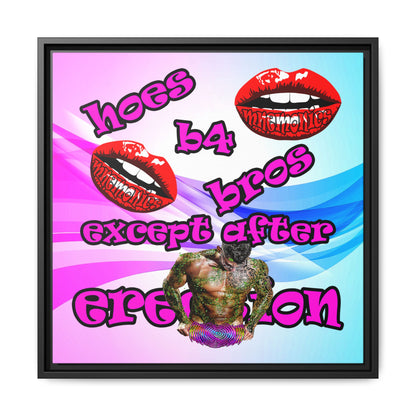hoes b4 bros - framed canvas art (light blue-pink wave)