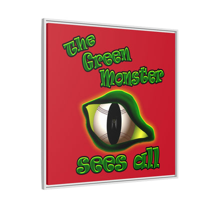 green monster - framed canvas art (dark red)