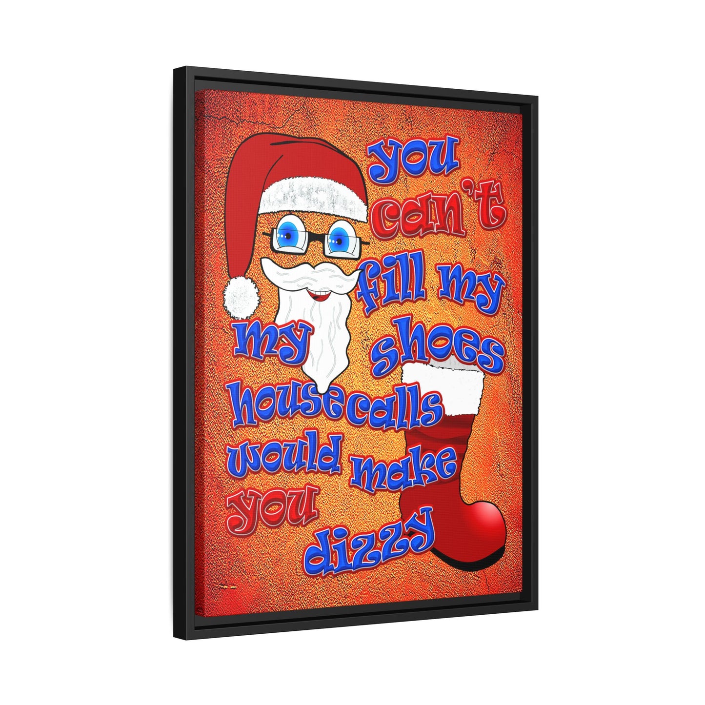 santa's shoes - framed canvas art (burnt orange)