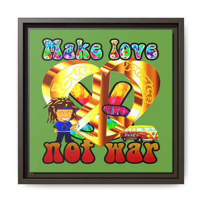 love peace - framed canvas art (green)