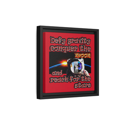 defy conquer reach - framed canvas art (dark red)