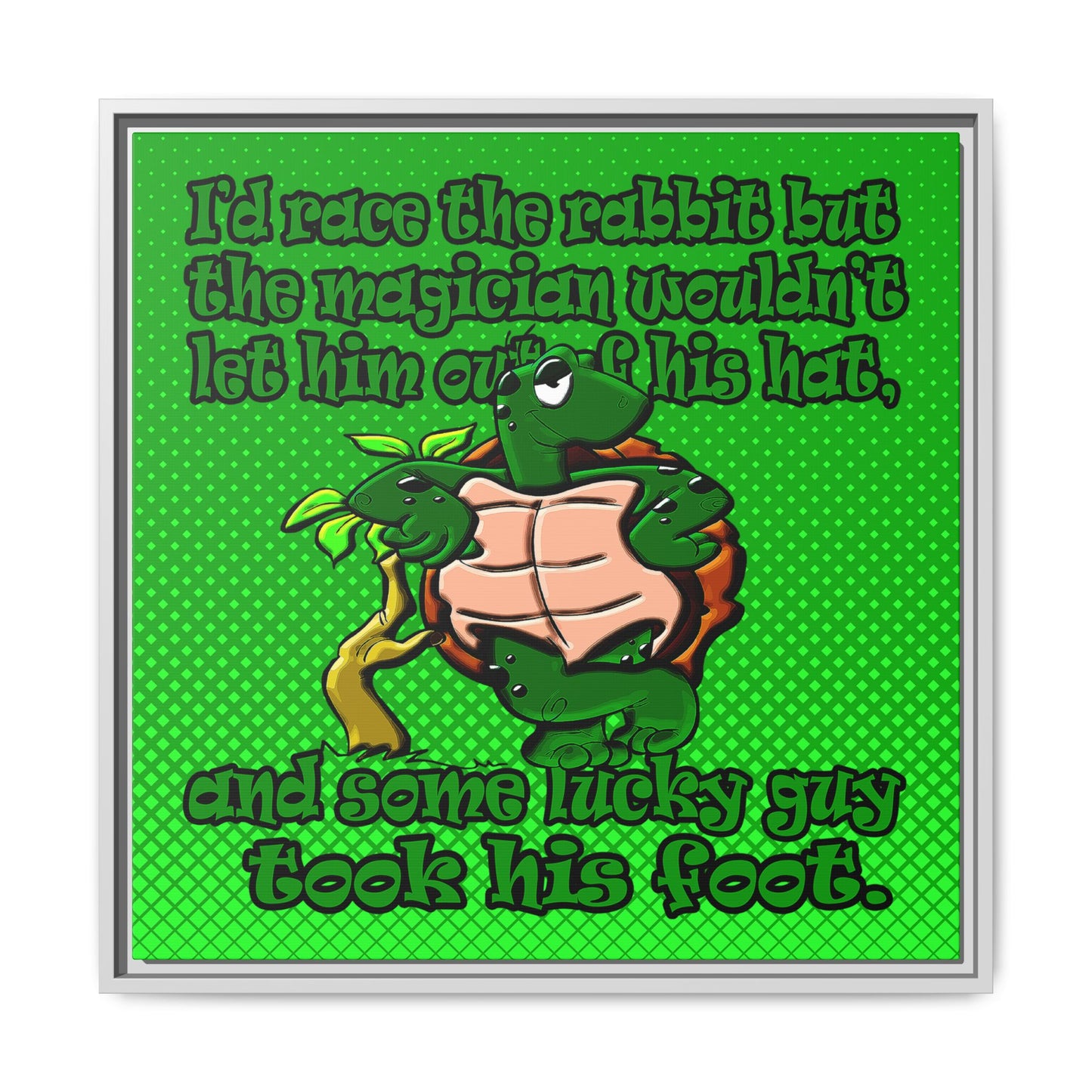 turtle race - framed canvas art (logo green)