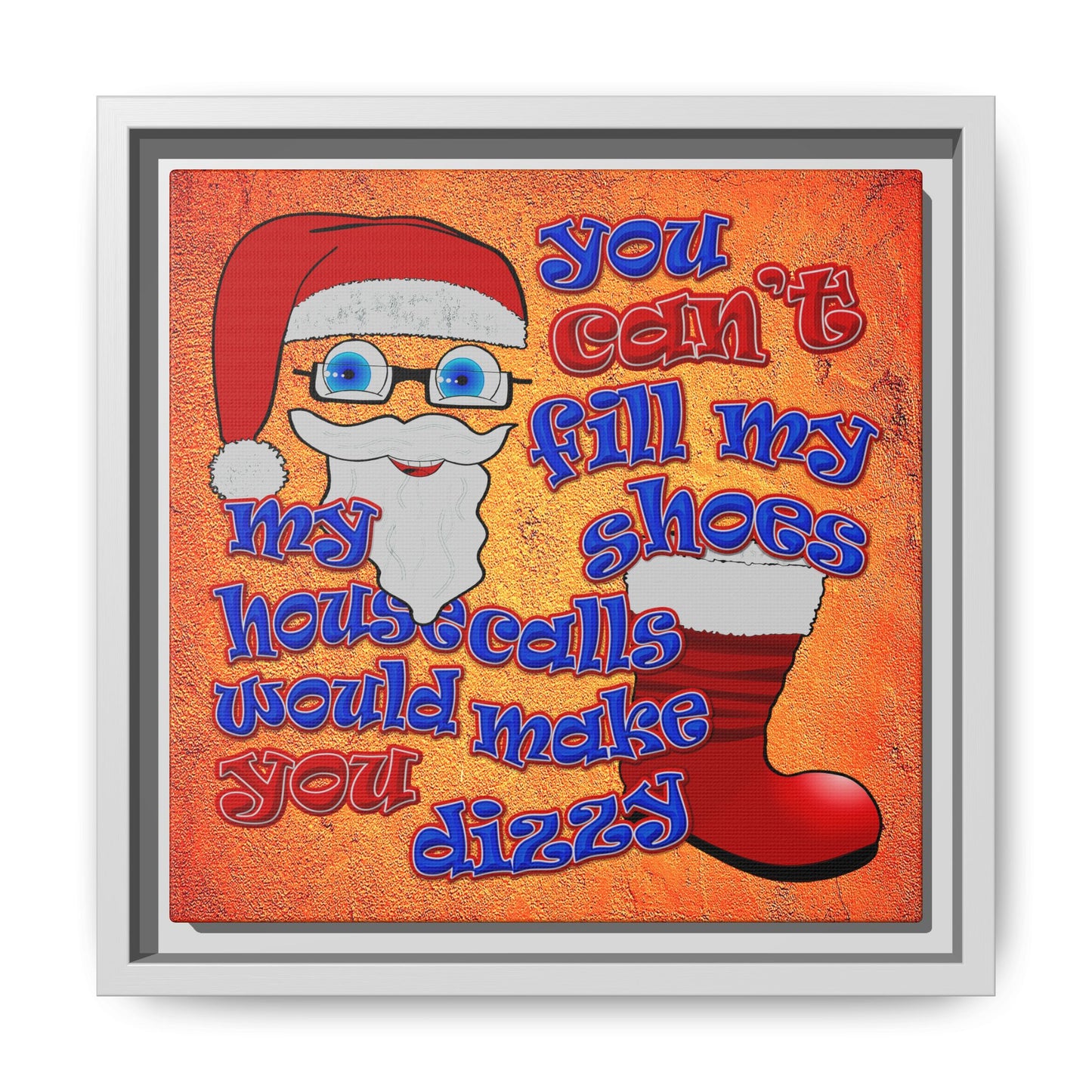 santa's shoes - framed canvas art (burnt orange)