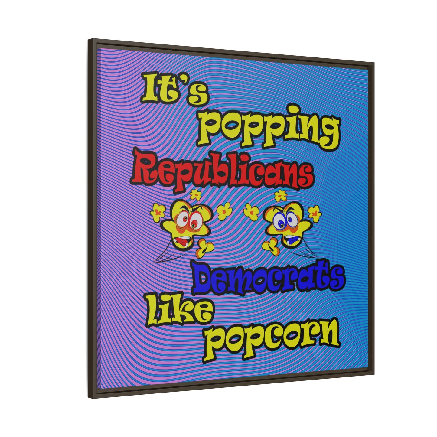 popping like popcorn - framed canvas art (light blue-purple wave)