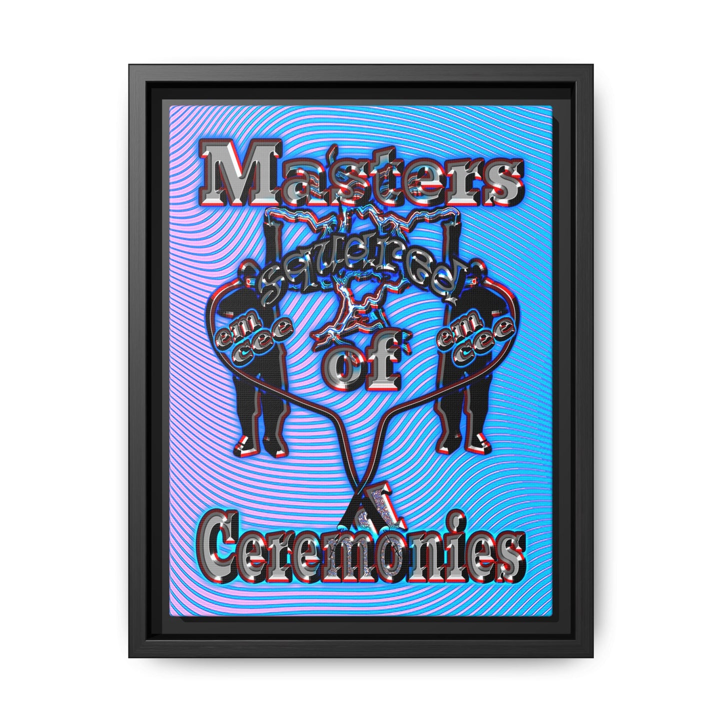 em cee squared - framed canvas art (light blue-purple wave)