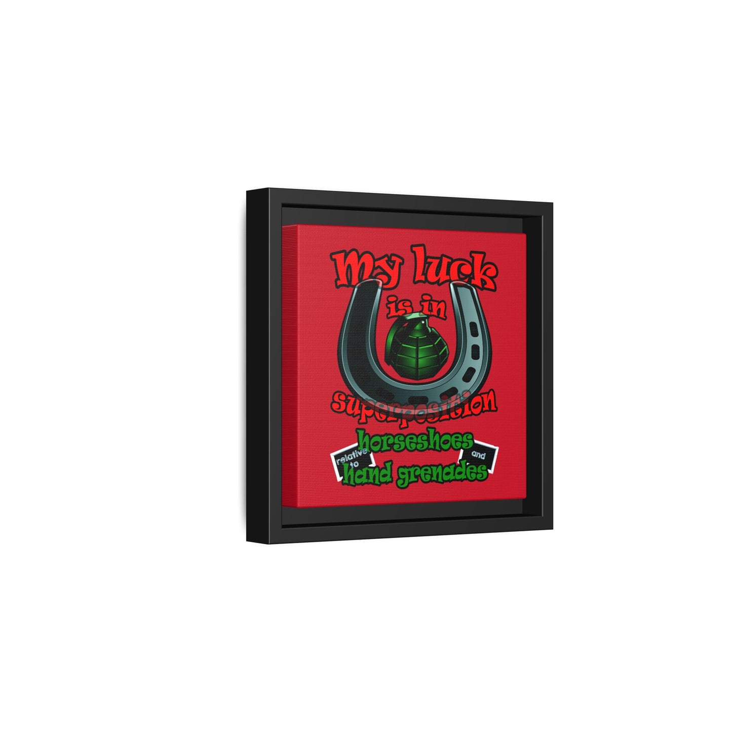 my luck - framed canvas art (dark red)