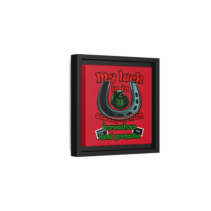my luck - framed canvas art (dark red)