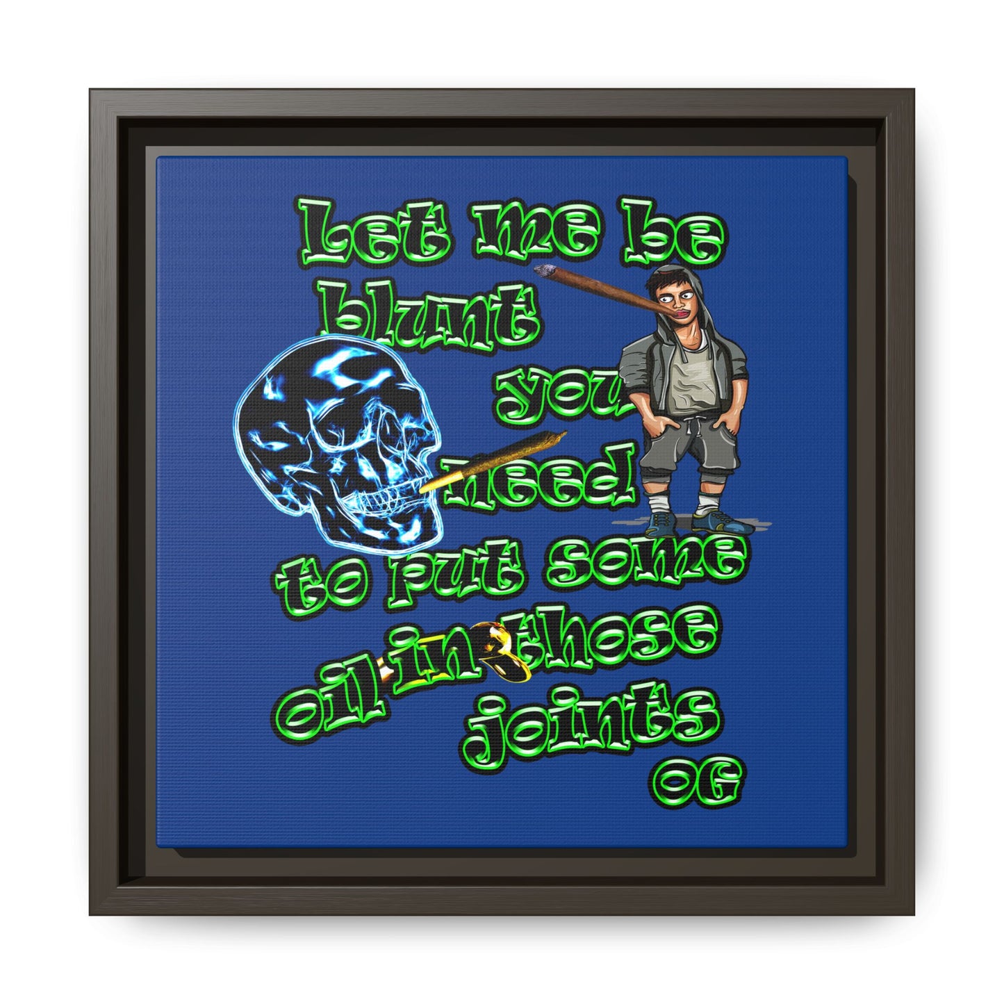 og - framed canvas art (dark blue)