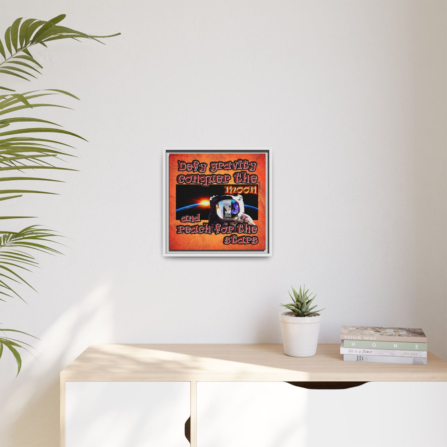 defy conquer reach - framed canvas art (burnt orange)