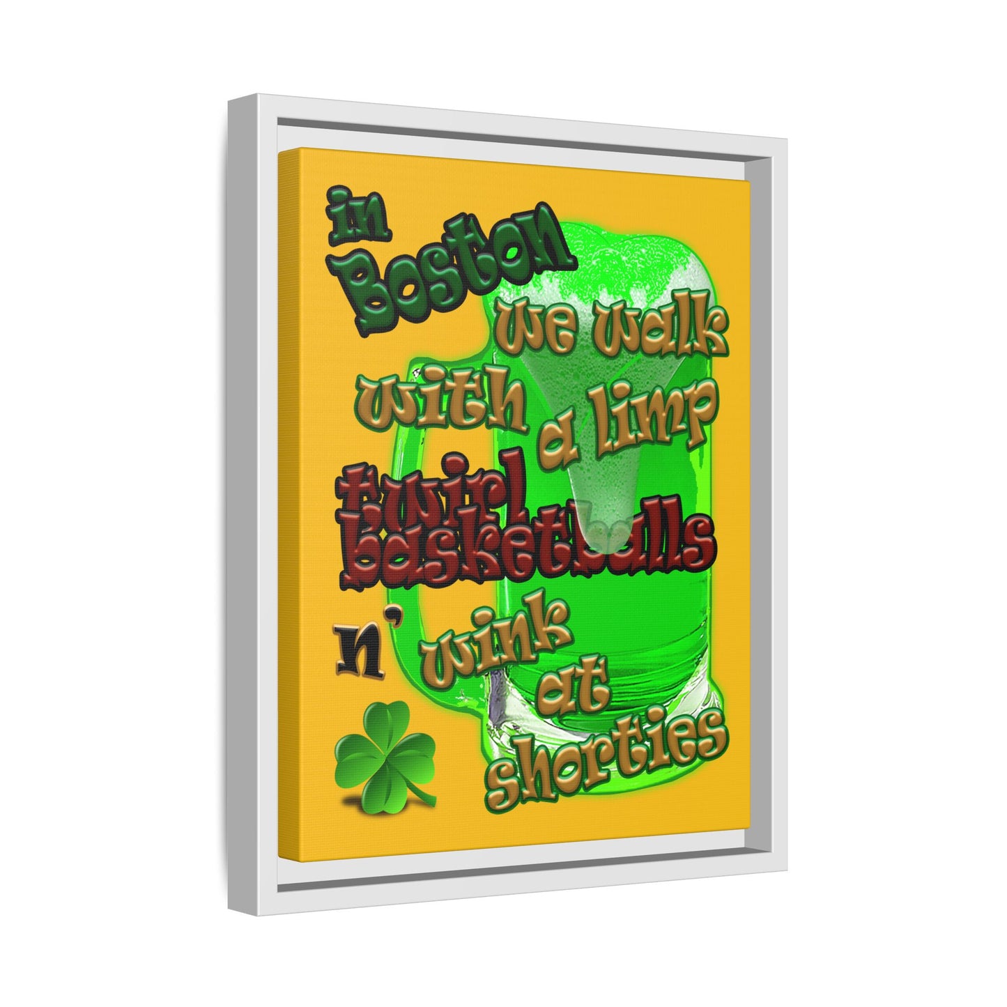 celtics logo - framed canvas art (yellow)