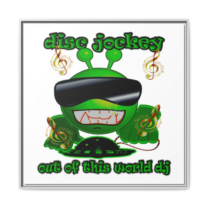 disc jockey - framed canvas art (white)