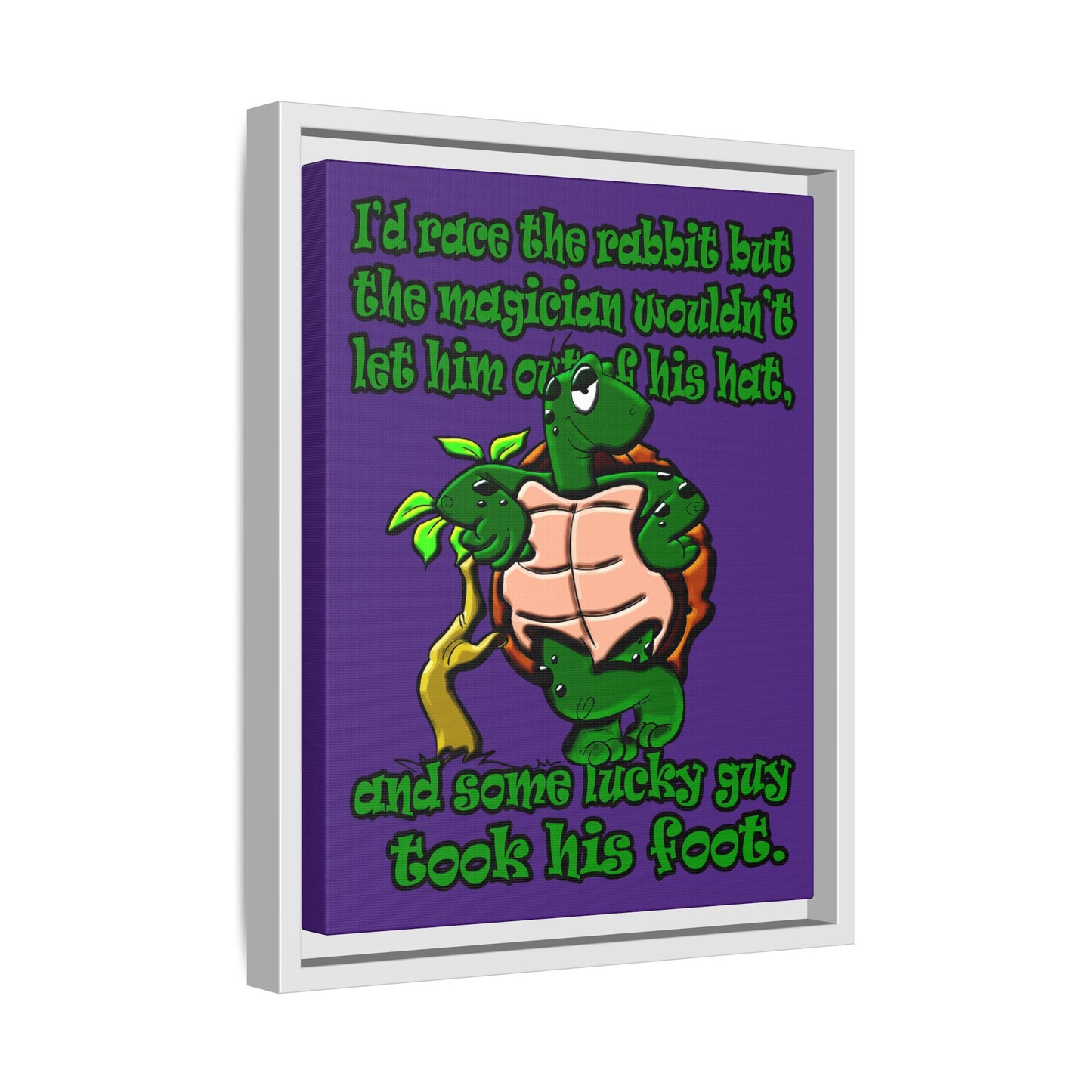 turtle race - framed canvas art (purple)