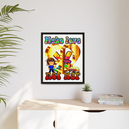 love peace - framed canvas art (white)