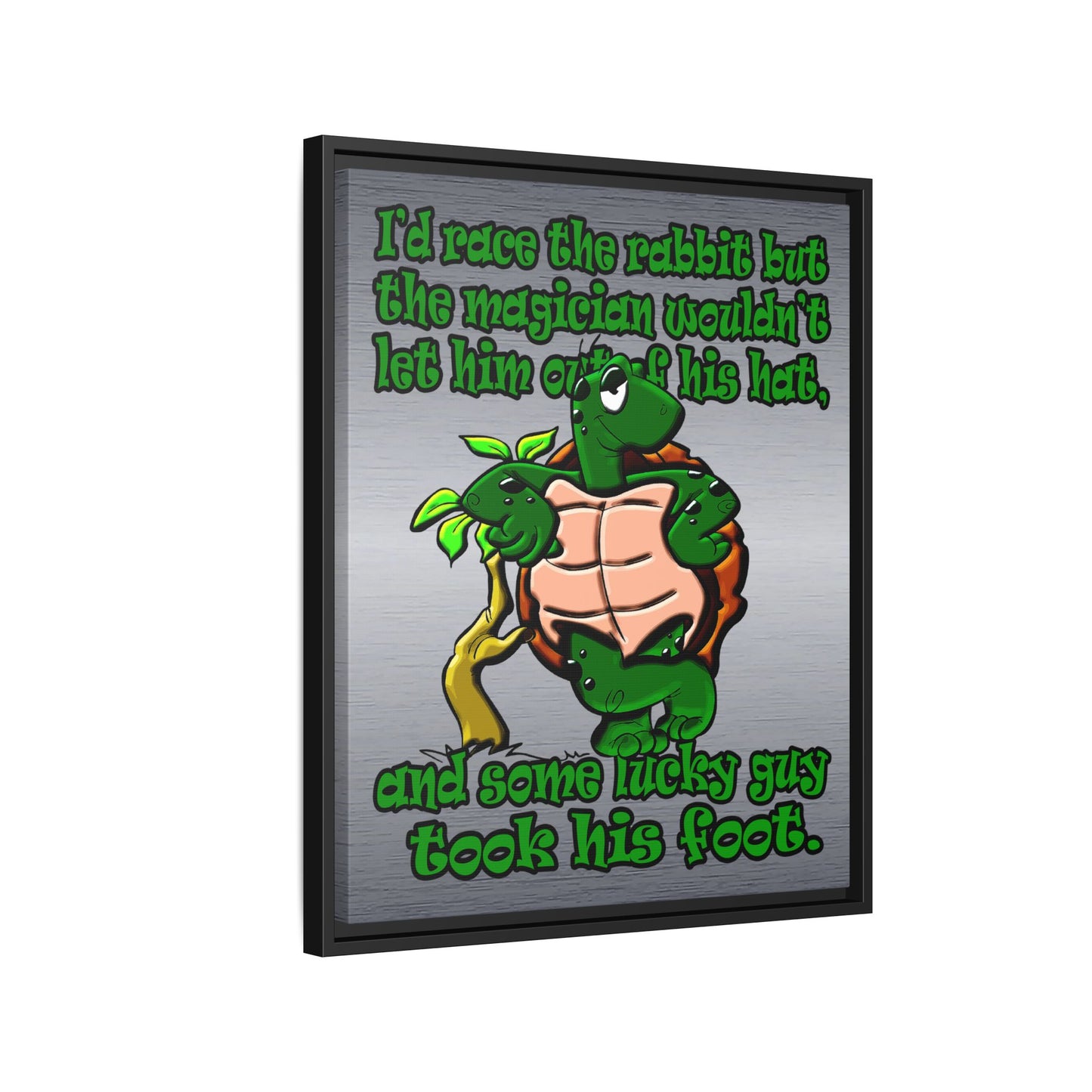 turtle race - framed canvas art (brushed nickel)
