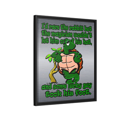 turtle race - framed canvas art (brushed nickel)