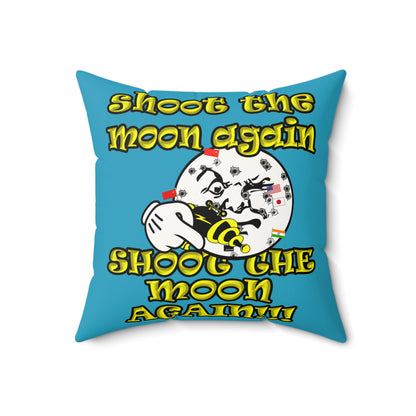 shoot the moon again - Faux Suede Square Pillow - (turquoise)