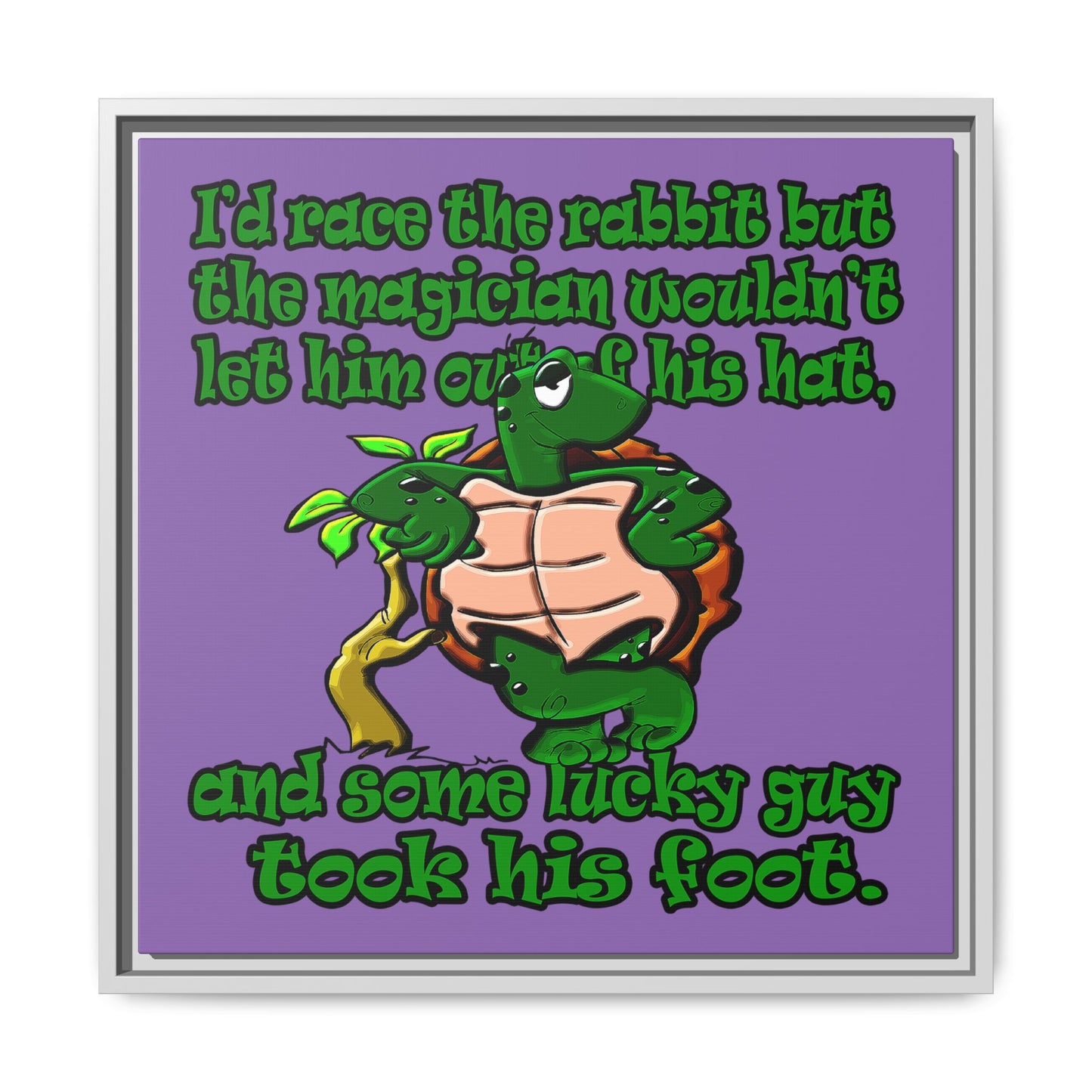 turtle race - framed canvas art (light purple)