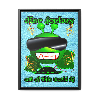 disc jockey - framed canvas art (faded blue)