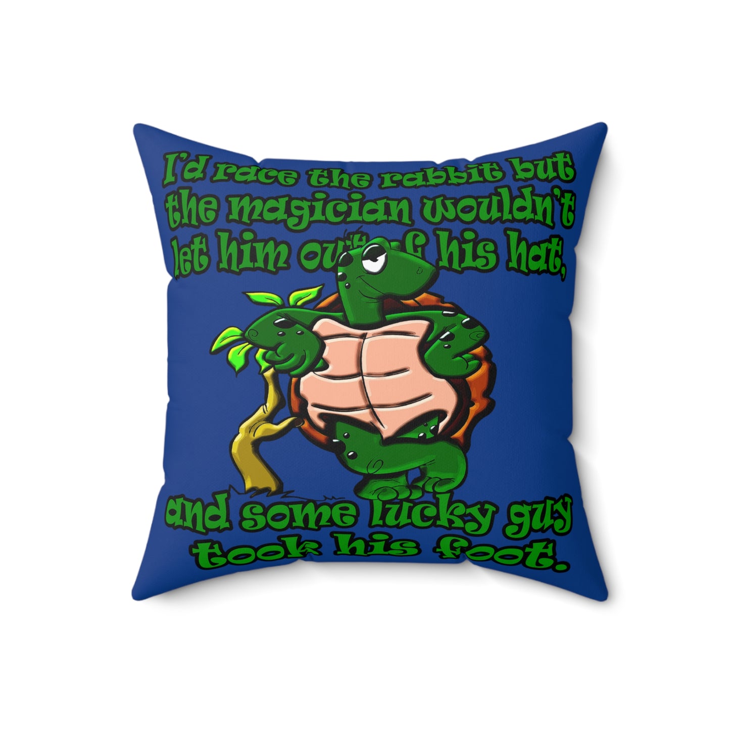 turtle race - Spun Polyester Square Pillow - (dark blue)