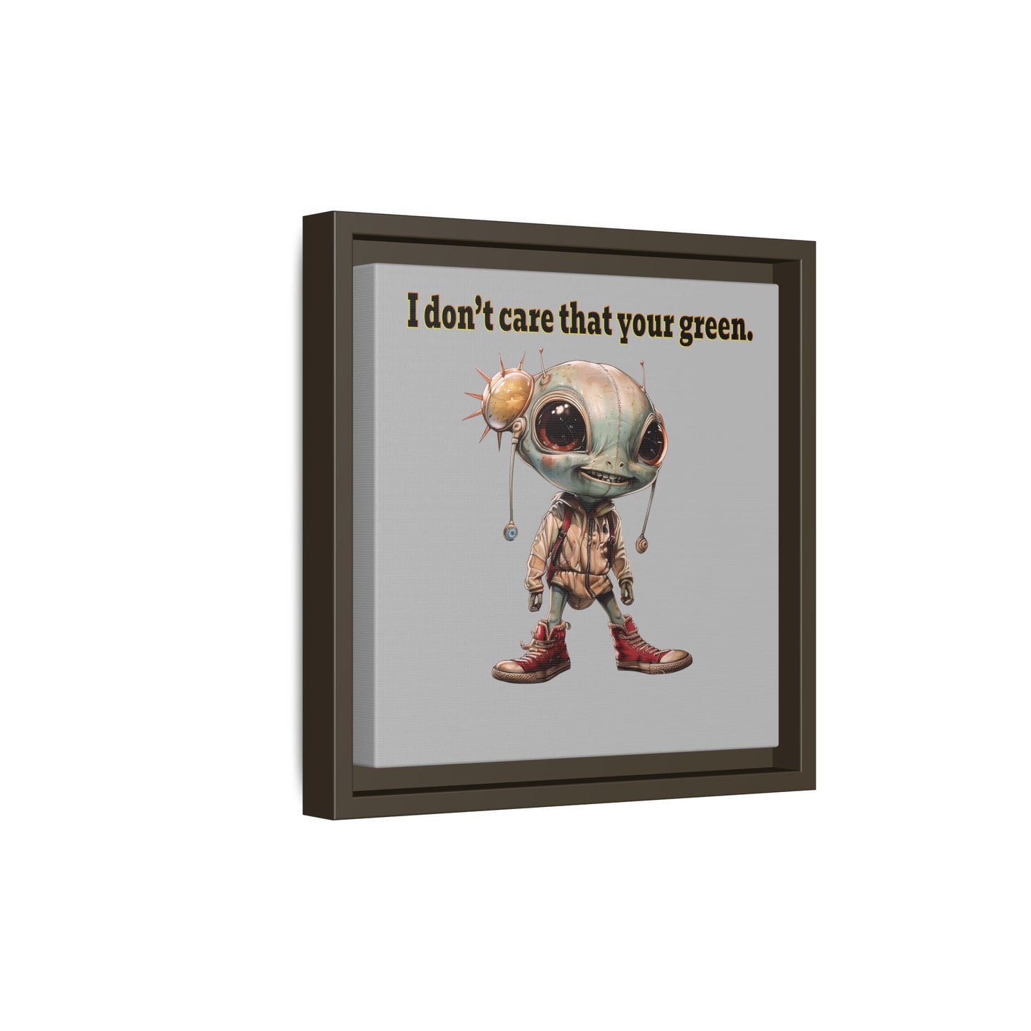 I don't care that your green - framed canvas art (light grey)