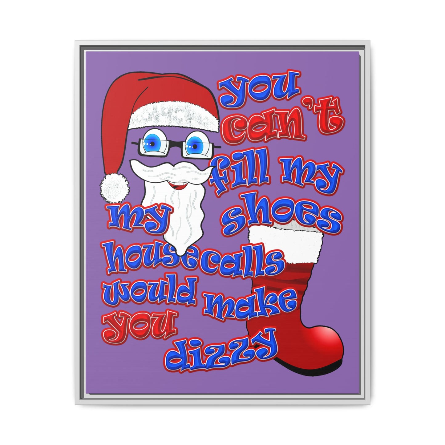 santa's shoes - framed canvas art (light purple)