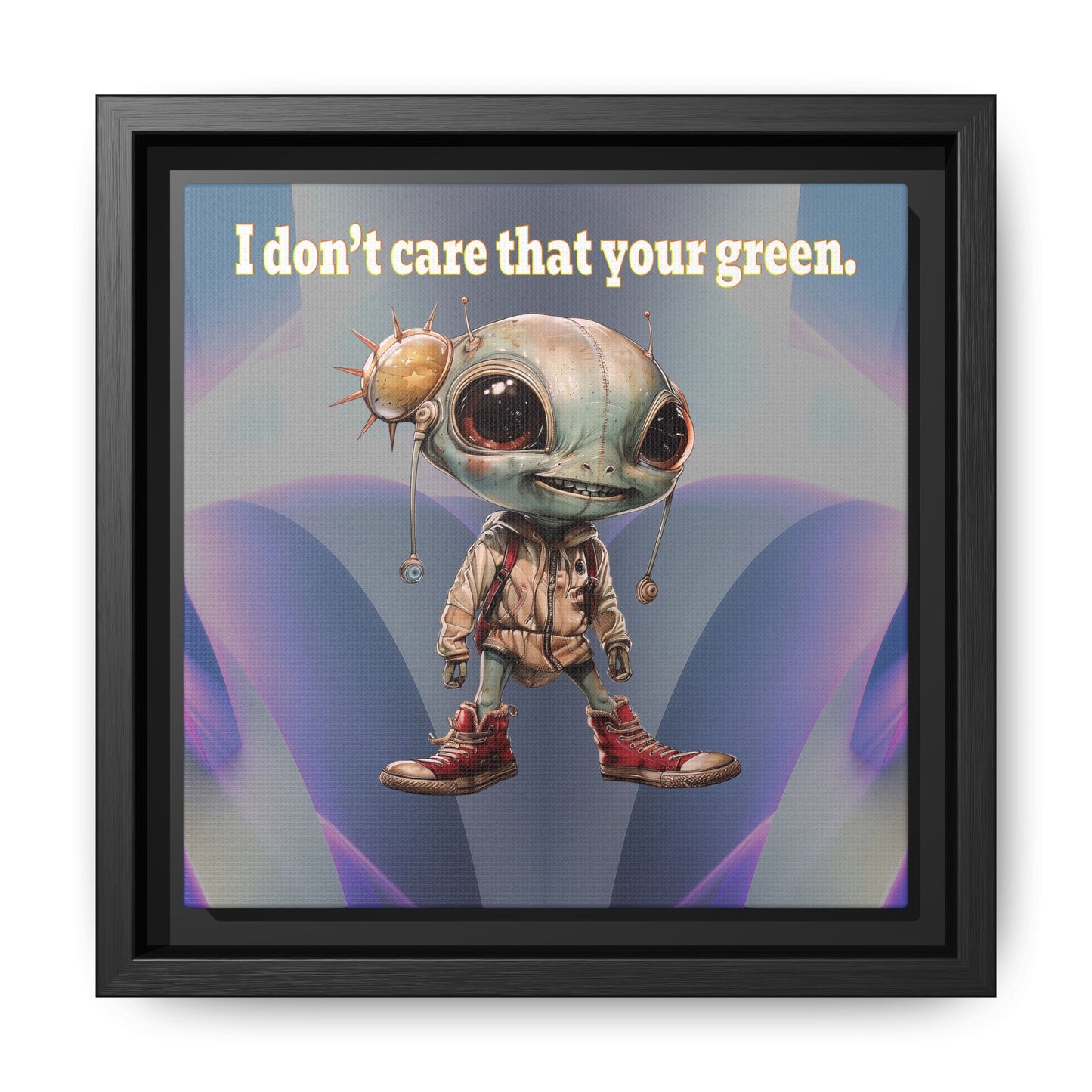 I don't care that your green - framed canvas art (grey-pink wave)