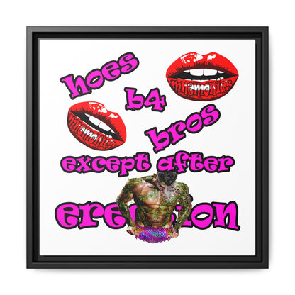 hoes b4 bros - framed canvas art (white)
