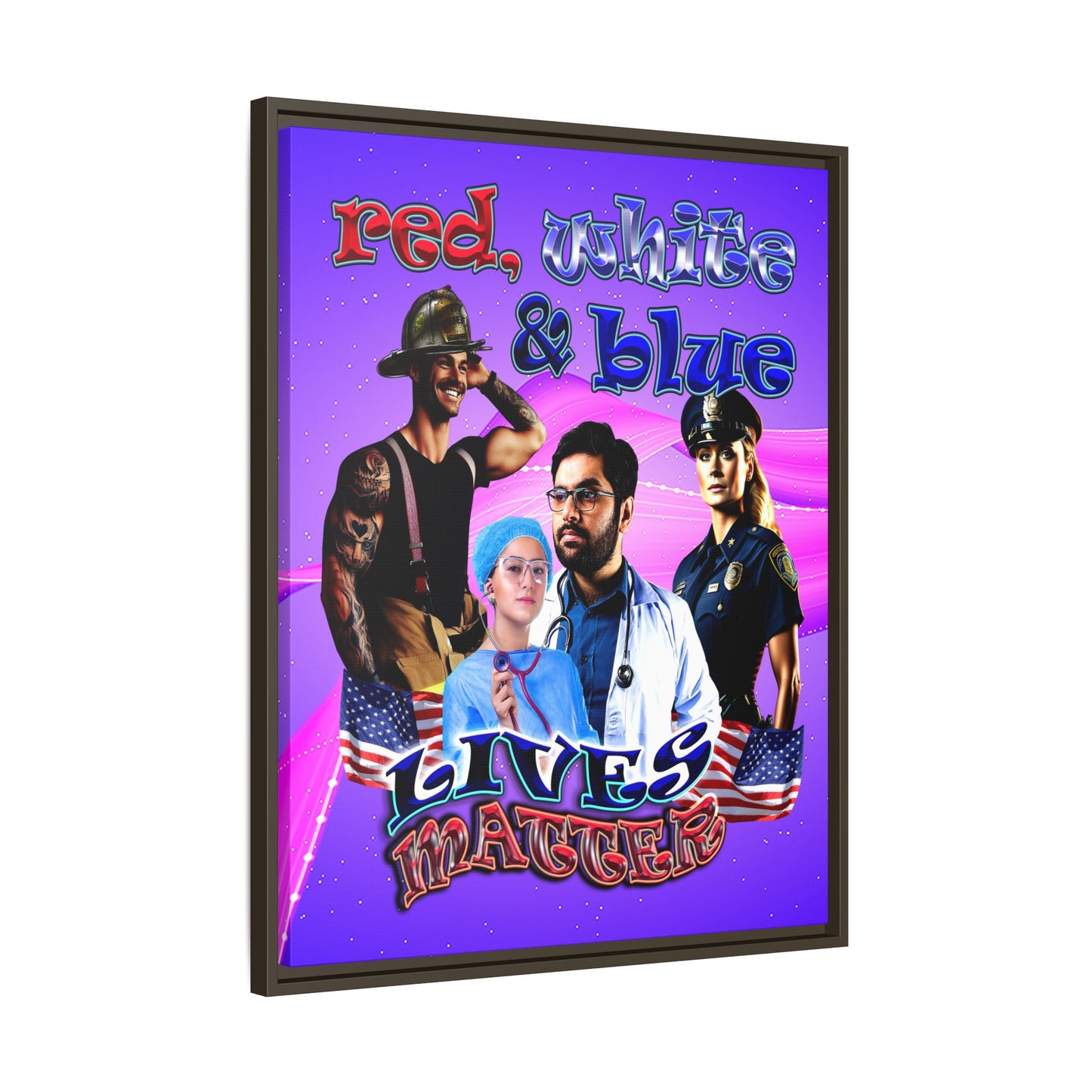 rw&b lives matter - framed canvas art (purple-pink wave)