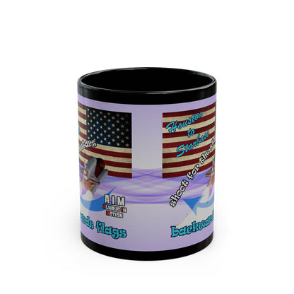 shoot for the stars - Black Mug (light blue-pink wave)