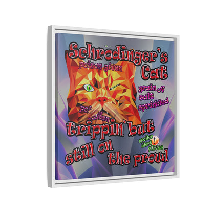 schrodinger's cat - framed canvas art (grey-pink wave)