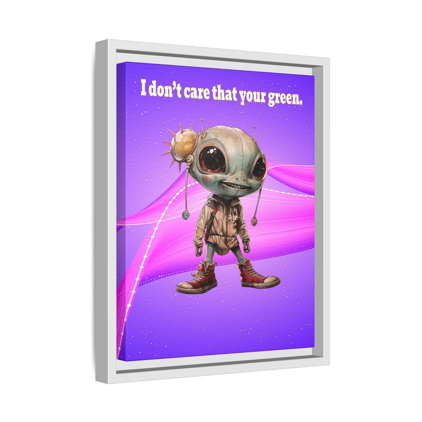 I don't care that your green - framed canvas art (purple-pink wave)