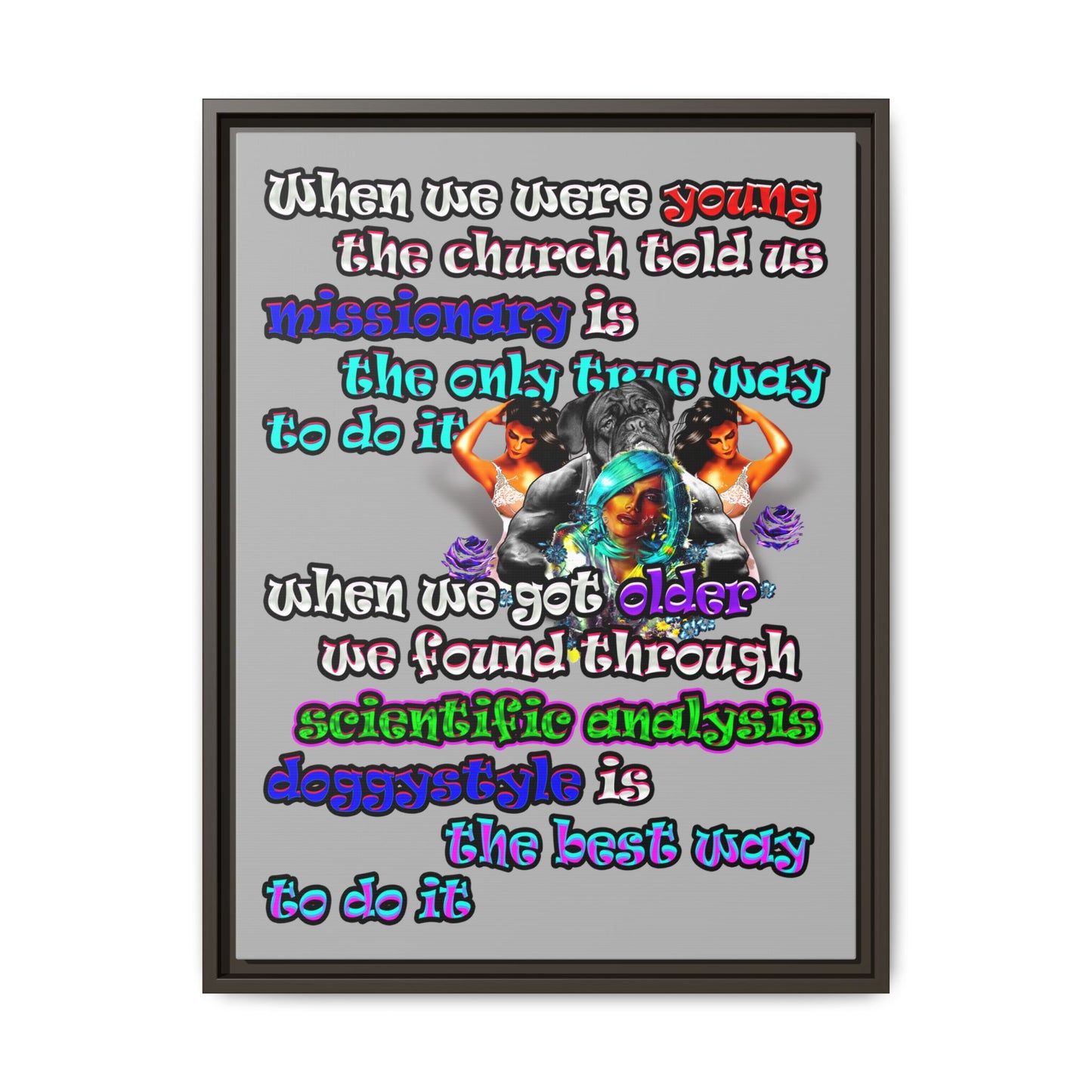 doggystyle - framed canvas art (light grey)