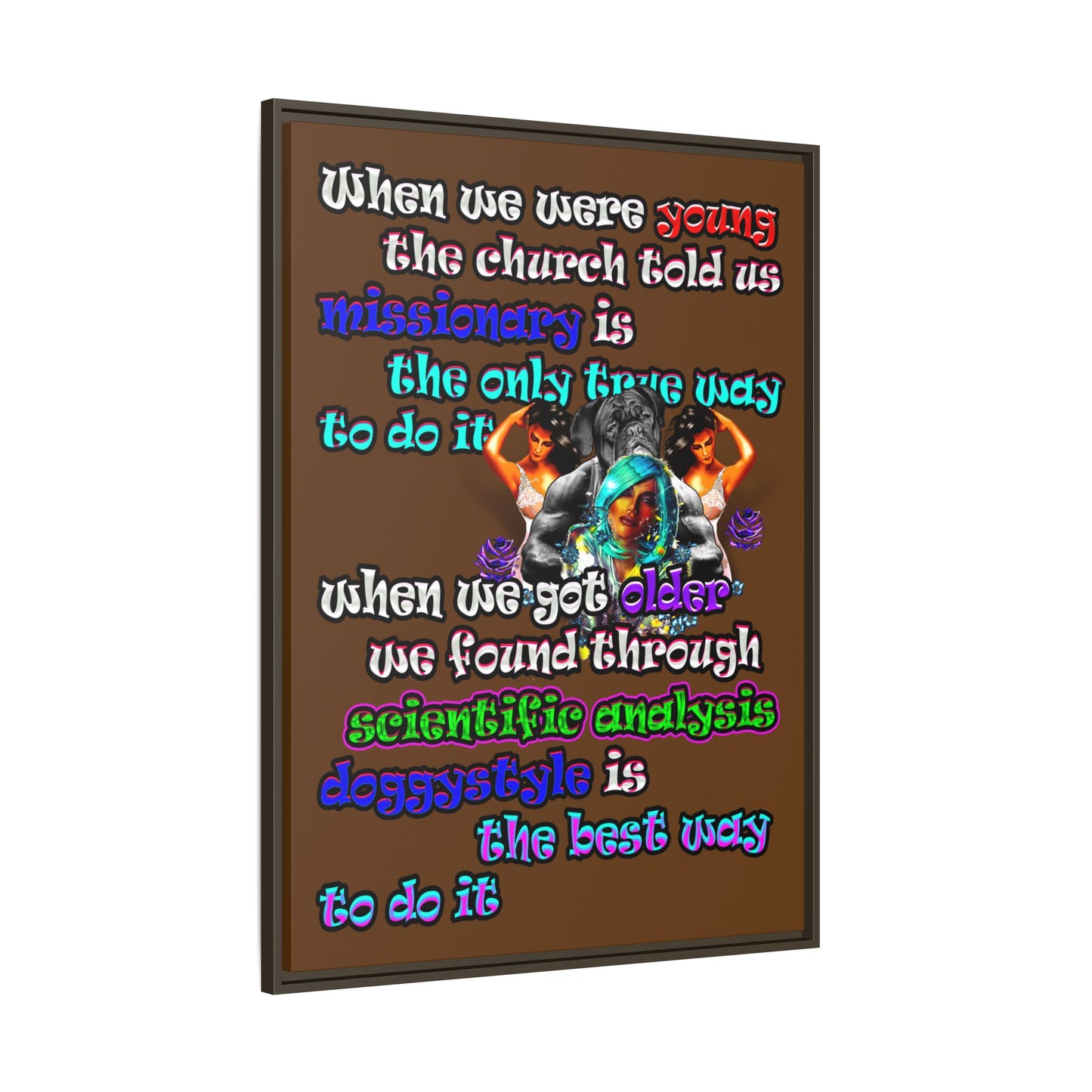 doggystyle - framed canvas art (brown)
