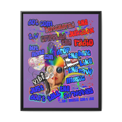 drop the beat - framed canvas art (light purple)