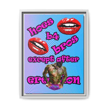 hoes b4 bros - framed canvas art (light blue-purple wave)