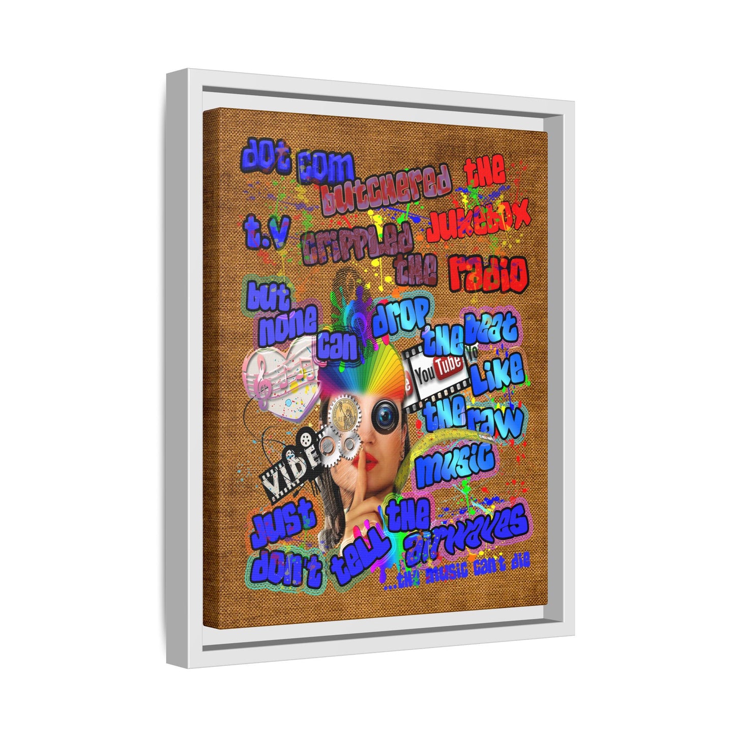 drop the beat - framed canvas art (brown papyrus)