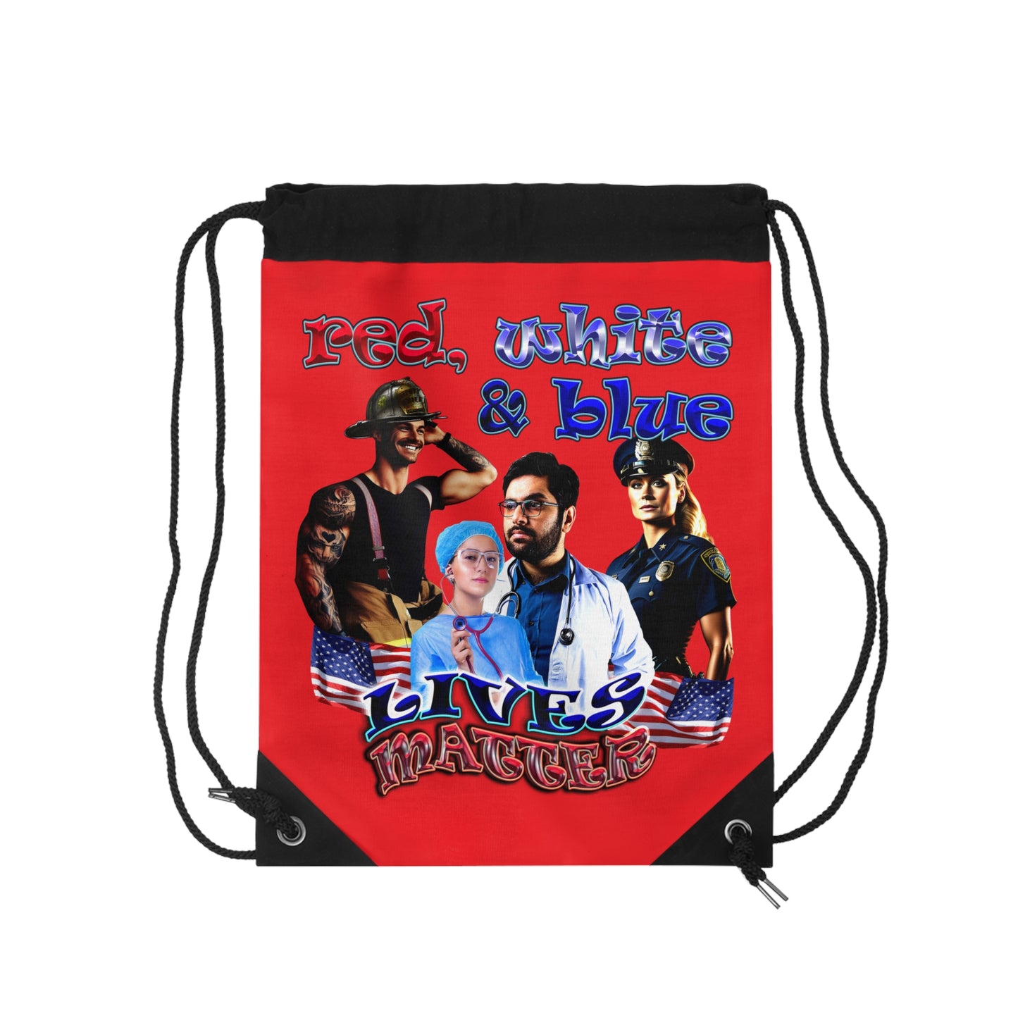 rw&b lives matter - Drawstring Bag (red)