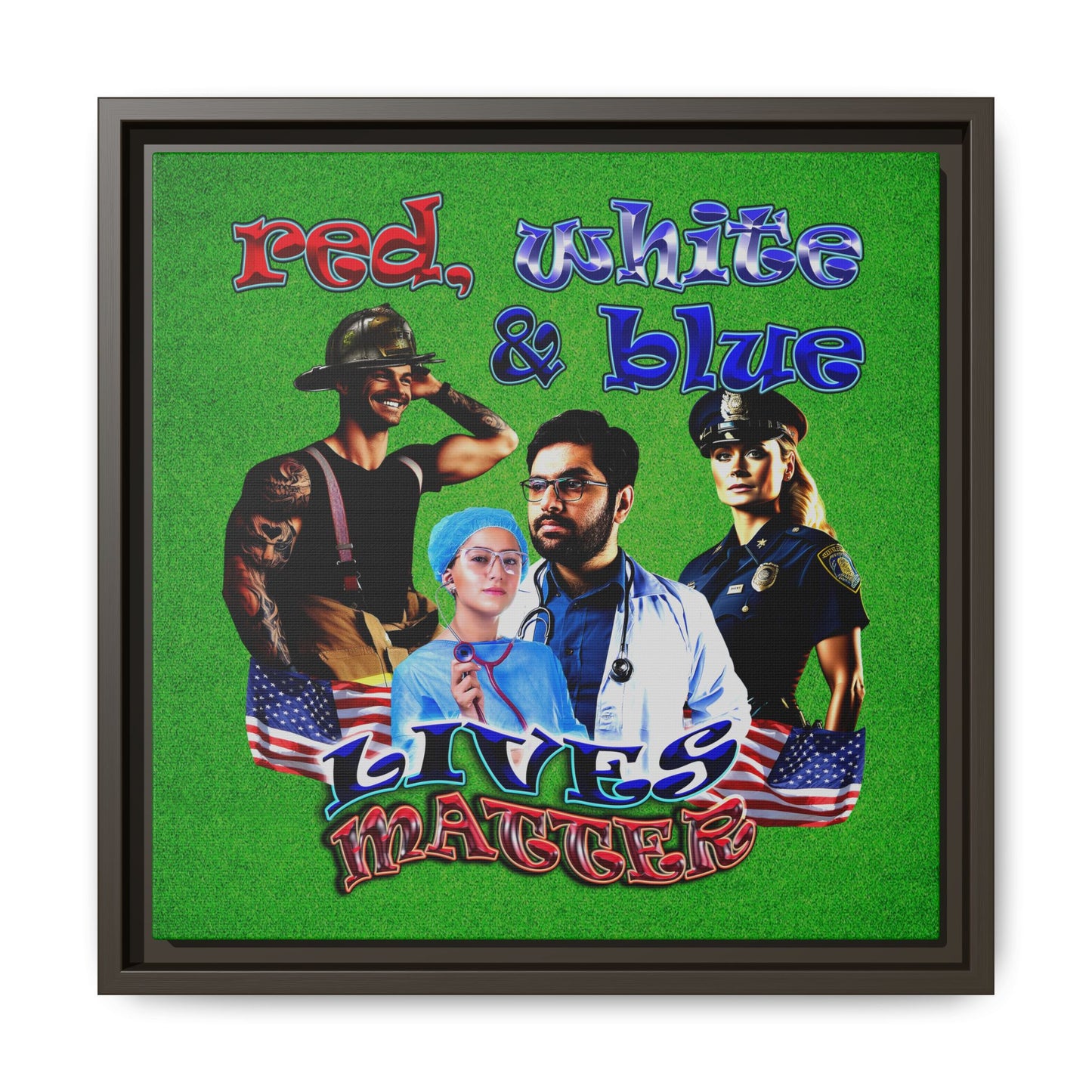 rw&b lives matter - framed canvas art (green turf)