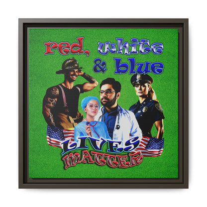 rw&b lives matter - framed canvas art (green turf)